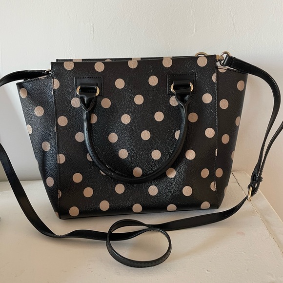 Kate Spade Small Camryn Wellesley Printed Handbag Black & Tan Polka Dot - Picture 4 of 5